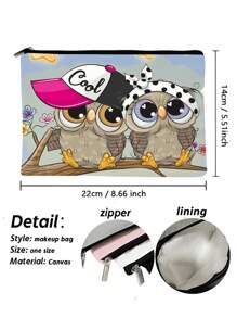 Organizator de cosmetice adorabil cu imprimeu bufnițe - Geantă de călătorie ușoară și portabilă pentru machiaj, articole de toaletă, telefon și creioane - Durabilă, elegantă și multifuncțională, cadou perfect de petrecere