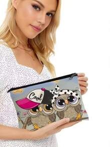 Organizator de cosmetice adorabil cu imprimeu bufnițe - Geantă de călătorie ușoară și portabilă pentru machiaj, articole de toaletă, telefon și creioane - Durabilă, elegantă și multifuncțională, cadou perfect de petrecere