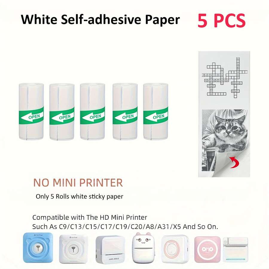 57x25mm Mini Printer Paper Refill Roll Thermal Paper Printable Sticker
