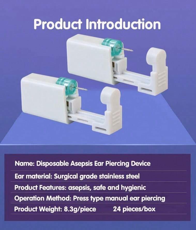 8Pcs Perçage Doreilles Kit Pour Percer Les Oreilles Piercing à Loreille Jetable Saine De Sécurité Pistolet Pistolet Appareil - Au Quotidien
