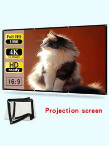 易折叠室内壁挂白色软幕60-72-84-100-120-150英寸16：9办公室、会议、户外露营投影屏幕，可折叠、可清洗、抗皱便携式软幕，支持双面投影 - 白色 - 查看 1