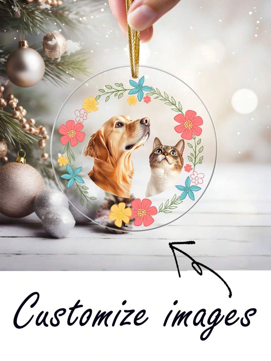 1 pieza Artículo de decoración con forma de perro de acrílico personalizado - Adorno navideño personalizado de mascota, sin necesidad de electricidad, recuerdo fotográfico de mascota, adecuado para vacaciones, Halloween, cumpleaños y regalos para el hogar