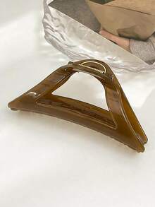 1 件装复古镂空大三角形发夹韩国头饰树脂甜美发爪夹女12CM夏季女童发饰 - 咖啡棕 - 查看 4