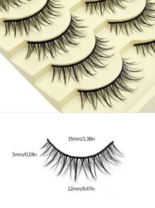 Asiteo 5 Pairs Of Luxurious Manga Lashes - Wispy Soft And Natural Look False Eyelashes ,Long-Lasting Beauty For Fashion-Forward Makeup Obsessives - Reusable For Multiple Glamorous Looks Makeup - 尖尾漫畫款 - 查看 3
