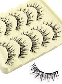 Asiteo 5 Pairs Of Luxurious Manga Lashes - Wispy Soft And Natural Look False Eyelashes ,Long-Lasting Beauty For Fashion-Forward Makeup Obsessives - Reusable For Multiple Glamorous Looks Makeup - 尖尾漫畫款 - 查看 2