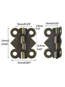 100 Cerniere mini con 400 viti M2x8 di colore bronzo antico, cerniere in ferro vintage per scatole di gioielli in legno a forma di farfalla, dimensione 24x21mm