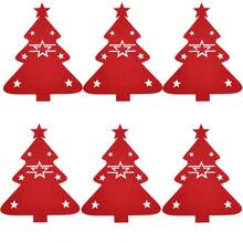 6 món giá đựng đồ ăn Giáng sinh, giá đựng dao kéo, giá đựng đồ bạc, túi đựng dao kéo, vỏ bọc cây thông Noel, dao nĩa ăn tối - dành cho chủ đề ngày lễ Giáng sinh, đồ dùng cho bữa tiệc, đồ trang trí bàn (đỏ xanh lá cây) - Nhiều màu - Xem 10