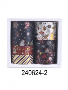 6 卷/盒，复古圣诞和纸胶带套装 - 独特的烫金圣诞图案贴纸卷，用于剪贴簿装饰学生文具装饰胶带礼品包装装饰必需品 - 纸质材料，易于使用 - 彩色 - 查看 19