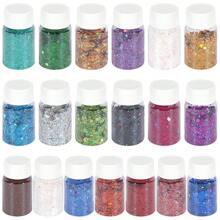 19 色 DIY 手工树脂水晶环氧闪光粉混合物，包括激光全息六角形闪光薄片，20 毫升，用于树脂模具颜色调整、美甲、圣诞节和万圣节闪光装饰、艺术和工艺品 - 環氧樹脂珠光粉 - 查看 1