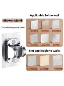 1pc ABS Showerhead Rack, Modernist Punch-Free Adjustable Showerhead Holder For Bathroom Bathroom Accessories Bathroom Tools - Silver - View 7