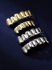 THATBOY 1 cái/2 cái 18K mạ vàng 6 răng sáng bóng răng Grillz trang sức Halloween Rapper Cosplayer phụ kiện trang phục - Nhiều màu - Xem 5