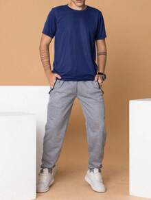 带前口袋和拉链的运动裤 - 灰色 - 查看 4