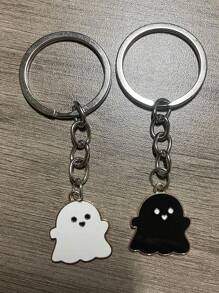 Bộ 2 móc khóa hình trái tim và hình trừu tượng bằng thép không gỉ tông màu bạc thời trang dành cho các cặp đôi, thích hợp sử dụng hàng ngày vào ngày lễ tình nhân - Bạc - Xem 11