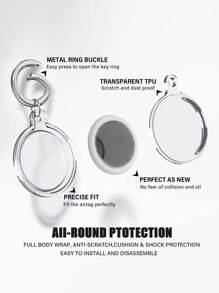 1pc Waterproof Protection Case Keychain Compatible With Apple AirTag Locator Tracker, Full Protective TPU Cover