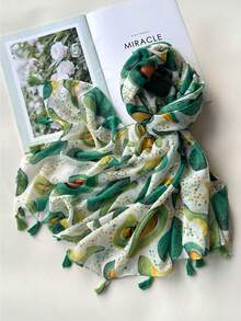 1 chiếc khăn choàng họa tiết hoa nhiều màu có thể đảo ngược, đáng yêu và đa năng, phong cách mới dành cho nữ vào mùa thu/đông, cosplay, du lịch - màu xanh lá - Xem 2