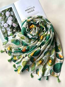 1 chiếc khăn choàng họa tiết hoa nhiều màu có thể đảo ngược, đáng yêu và đa năng, phong cách mới dành cho nữ vào mùa thu/đông, cosplay, du lịch - màu xanh lá - Xem 3