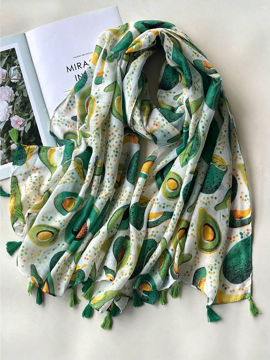 1 chiếc khăn choàng họa tiết hoa nhiều màu có thể đảo ngược, đáng yêu và đa năng, phong cách mới dành cho nữ vào mùa thu/đông, cosplay, du lịch - màu xanh lá - Xem 1