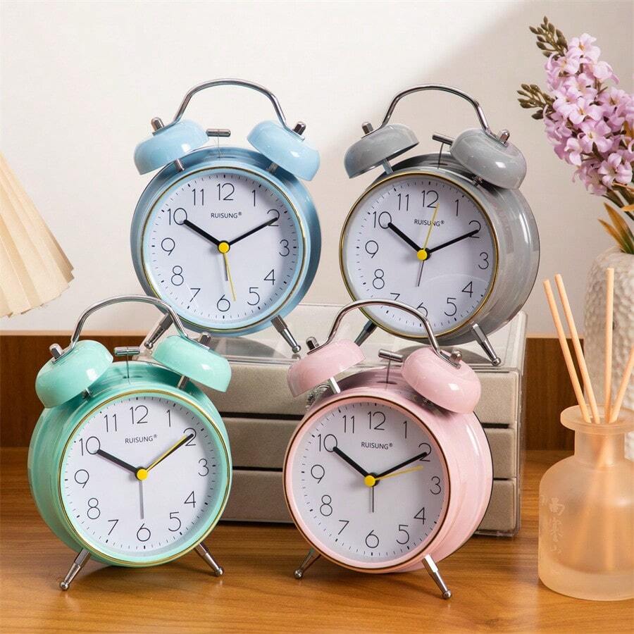 1 chiếc đồng hồ báo thức kim loại xoay thủ công, chuông reo lớn, quét xoay im lặng thích hợp cho phòng ngủ, phòng khách, quà tặng, trang trí nhà cửa, quà tặng trang trí phòng sinh nhật, tốt nghiệp, đồng hồ kỹ thuật số, trang trí phòng ngủ, trang trí ký túc xá, trở lại trường, trang trí trường học, bất ngờ khi đến trường - Nhiều màu - Xem 1