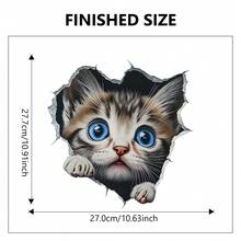 1 件创意 3D 墙壁破壁贴花，撕下即可粘贴可爱猫咪墙贴，可移除动物墙贴适用于浴室卧室客厅办公室居家房间装饰 - 彩色 - 查看 7