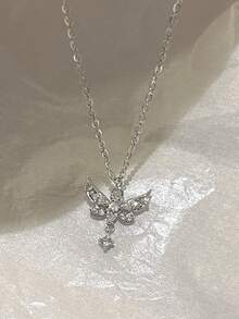 1 chiếc vòng cổ bướm Zirconia cao cấp thiết kế sang trọng thời trang, thích hợp để đeo hàng ngày - Bạc - Xem 8