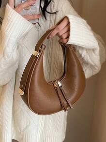 1 件纯色单肩包，百搭手提简约新月包，适合女士 - 彩色 - 查看 1