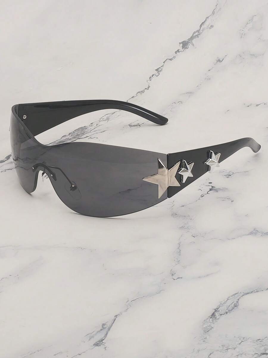 1 peça óculos de moda femininos sem moldura em metal com estrela ...