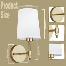 Daoteper Battery Operated Wall Sconce Set Of 2 With Remote Control,White Fabric Shade Wall Lights With Dimmable 15 RGB Rechargeable LED Light Bulb For Bedroom Living Room Hallway