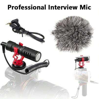 YAIUZGOO Wired Microphone With Physical Foam Noise Cancellation, Professional Pickup, Suitable For Podcasts, Cameras, Phones, Computers Video Recording, Live Interviews, Shotgun Microphone
