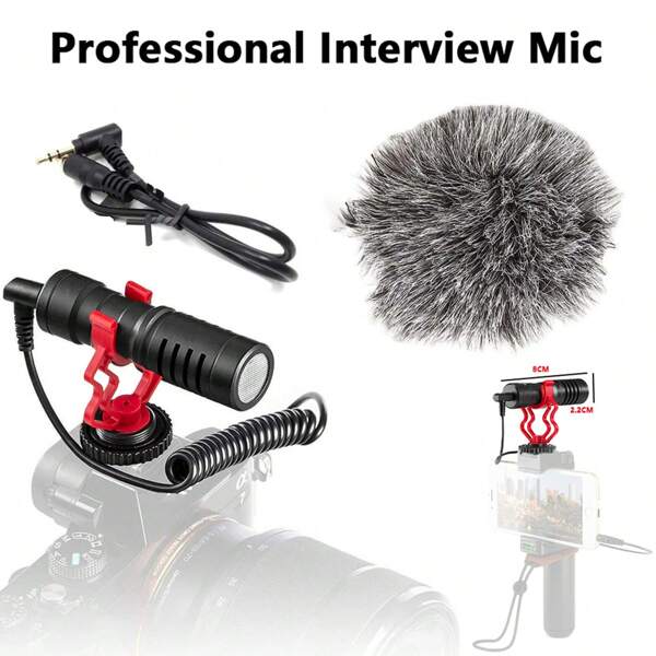 Microphone filaire avec suppression du bruit par éponge physique. Microphone de podcastprofessionnel avec capteur à condensateur pour caméra, téléphone et enregistrement vidéo sur ordinateur, interview en direct, micro canon