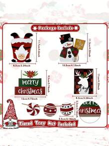 7PCS Merry Christmas Joy To The World Snowman Elk Snowflake Wooden Tiered Tray Decor - Hohoho Merry Christmas Wooden Signs, Christmas Table Centerpieces, Desktop Decor Autumn, And Winter Home Decor, Party Holiday Decor, Family Party Decor, Festive Gifts(Without Trays)