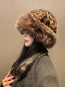Luxury Large Fluffy Hat - Soft, Warm, Multi-Purpose Winter Decoration, With Thick Faux Fox Fur Decoration, Elastic And Comfortable, An Elegant Design For Holiday And Everyday Wear - Multicolor - View 5