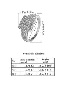 1pc S925 Sterling Silver Square Cubic Zirconia Luxury Ring, Suitable For Gift, Date, Party, Daily Wear, Engagement, Wedding, Bridal Jewelry, Women Premium Accessories - Silver - View 10