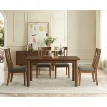 60" Rectangular Dining Table For 6 Person, Retro Kitchen Table, Wooden Dinner Room Table With Solid Wood Legs For Home Kitchen Restaurant Living Room, Ultra Easy To Assemble - Brown - View 3