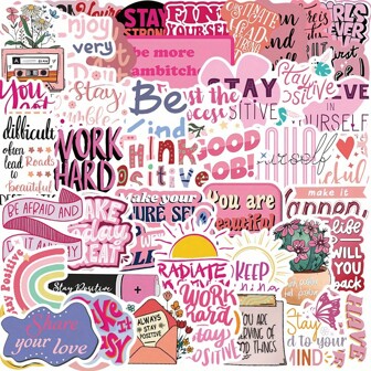 50pcs Inspirational Stickers For Kids Teens Girl Waterproof Motivational Stickers For Water Bottles Laptop Phone Case Scrapbook Journal Teachers Students School Positive Rewards