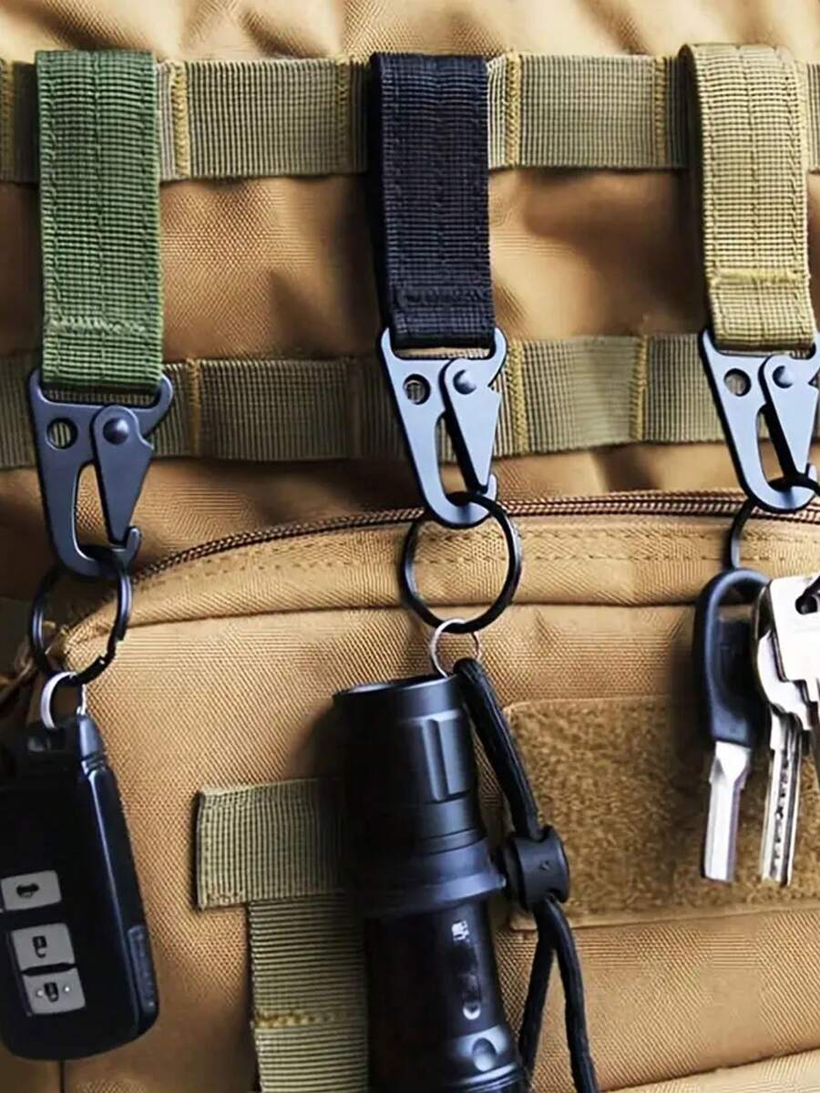 耐用战术鼹鼠夹适合户外活动 - 尼龙皮带钥匙圈钥匙链支架登山扣钩 - 彩色 - 查看 1