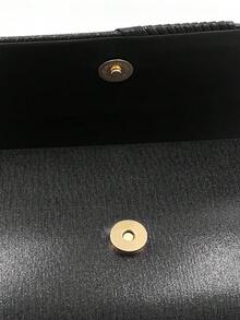 女士经典优雅褶皱手拿包，正式派对手拿包，闪亮单肩信封手提包-BLCAK - 黑色 - 查看 5