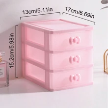 3-Tier Pink Plastic Desk Storage Organizer Box With Drawers - Pink Room Decor, Waterproof, Rectangular File And Jewelry Storage Box, Suitable For Office, School And Home Stationery, Office Supplies And Accessories Back To School