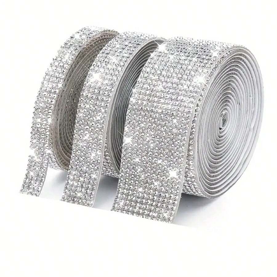 Miếng dán ruy băng pha lê tự dính, thích hợp cho trang trí DIY, trang trí tiệc cưới và tiệc tùng, đá Rhinestone 2mm, cho các hoạt động DIY và trang trí xe hơi