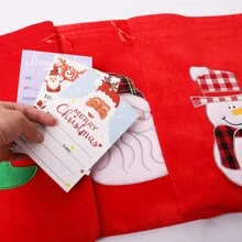 1 套华丽天鹅绒礼品袋，装饰有圣诞老人、雪人和圣诞树，外加 3 张圣诞贺卡，用于邀请和祝福 - 多色 - 查看 5