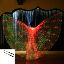 140cm Adult LED Dance Light Costume, Adult Party Glowing Costume, Performance Belly Dance Costume, Belly Dance LED Wings, Glowing Butterfly Cape, Halloween Christmas Carnival Performance Props, Stage Party