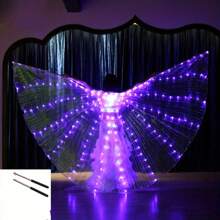 140cm Adult LED Dance Light Costume, Adult Party Glowing Costume, Performance Belly Dance Costume, Belly Dance LED Wings, Glowing Butterfly Cape, Halloween Christmas Carnival Performance Props, Stage Party