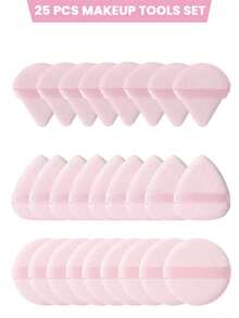 5/10/15/20/25 件化妆工具套装包括：1 个三角形粉扑 + 2 个水滴粉扑 + 2 个圆形粉扑 - 粉色 - 查看 14