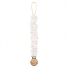 1pc Baby Infant Crinkly Fabric Stylish Print Pacifier Clip And Wooden 3-Slot Pacifier Holder, For Daily Use - Multicolor - View 29