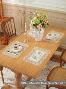 1 件涤纶亚麻面料精致十字绣刺绣，水溶性蕾丝花边桌旗，餐桌垫，家居装饰，家庭聚会，节日装饰，房间装饰，粉色，室内室外，派对婚礼装饰系列 - 彩色 - 查看 7