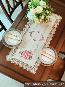 1 件涤纶亚麻面料精致十字绣刺绣，水溶性蕾丝花边桌旗，餐桌垫，家居装饰，家庭聚会，节日装饰，房间装饰，粉色，室内室外，派对婚礼装饰系列 - 彩色 - 查看 6