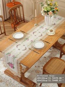 1 件涤纶亚麻面料精致十字绣刺绣，水溶性蕾丝花边桌旗，餐桌垫，家居装饰，家庭聚会，节日装饰，房间装饰，粉色，室内室外，派对婚礼装饰系列 - 彩色 - 查看 4