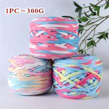 Section Dyed T-Shirt Yarn, 300g/Set, 109.36 Yds, Mixed Colors, Polyester, DIY Craft Ribbon Yarn - Suitable For Blankets, Cushions, Dolls, Throw Pillows, Knitting And Crochet Supplies