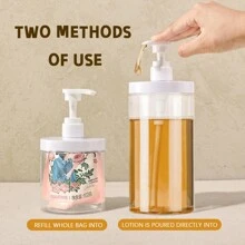 1个500毫升/1000毫升可重复灌装塑料瓶，带泵头，宽口设计，适用于乳液、沐浴露、精油、香皂、旅行装（白色瓶盖） - 彩色 - 查看 3