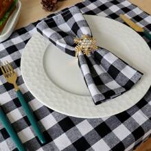 1pc/2pcs/6pcs/10pcs Plaid Pattern Napkins, Suitable For Wedding And Daily Use - Black and White - View 7