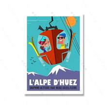 1 件阿尔卑斯山缆车游乐场艺术海报印刷卡通雪山恩格尔贝格铁力士山旅行帆布画房间家居装饰无框 - 彩色 - 查看 23